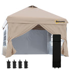 Outsunny - Tente auvent pliante 10 pi l x 10 pi L - Abri soleil instantané - Beige-Tente de fête 10 po x 10 po avec 4 parois amovibles, idéale pour une utilisation lors d'événements en plein air