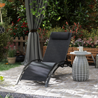 Outsunny - Chaise longue inclinable de patio avec dossier réglable - noir-Le dossier réglable offre cinq positions pour trouver le niveau de confort optimal