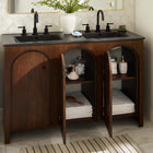 Modway - Appia Double évier 48" Vanette de salle de bain - Noir noyer-Lavabo double en céramique noire