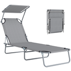 Outsunny - Chaise longue d’extérieur - chaise longue pliante réglable - gris clair-Convient pour les parcs extérieurs, jardins, terrasses, bords de piscine, vérandas, plages et plus encore