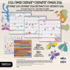 DateWorks - 2026 Calendrier Mural Magnétique Familial 16 Mois - 12 po x 12 po - Bilingue -Plus de 300 autocollants, dont des autocollants amusants pour enfants et des autocollants de rappel fonctionnels