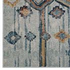 Modway - Jenica Diamant abstrait tribal marocain vieilli Tapis de 5 pi l x 8 pi L - Argent, bleu, beige et brun-Résistant aux taches / Facile à nettoyer