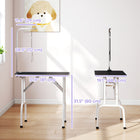 PawHut - Table de toilettage pliable pour petit chien 32 po, avec bras réglable - noir-Plateau avec surface en caoutchouc texturé pour éviter les glissements 