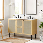Modway - Chaucer 48" Meuble de salle de bain à double lavabo - Oak White-Boutons d’armoire en métal