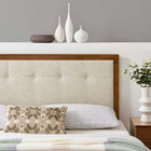 Modway - Draper Touffe Tissu et bois Tête de lit complète, Noyer beige-Bouton touffé