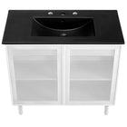 Modway - Calla 36" perforé Métal Vanette de salle de bain - Noir Blanc-Assemblée requise