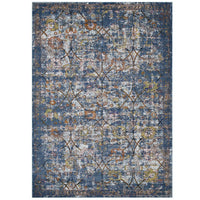 Modway - Minu Treillis floral vieilli Tapis de 5 pi l x 8 pi L - Bleu, Gris, Jaune et Orange-Tapis à treillis floral vieilli