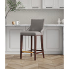 Manhattan Comfort - Shubert tabouret de bar moderne 22,64" en similicuir rembourré - taupe foncé-Cadre en bois de hêtre massif avec une finition foncée riche - dispose d’une plaque de pied en métal doré