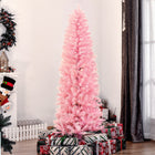 HOMCOM - Sapin de Noël artificiel 6' forme crayon - décoration de fête - rose-Doté 618 branches ignifuges en PVC roses, créant une apparence dense en forme d'arbre, réaliste et offrent suffisamment d'espace pour les autres décorations 