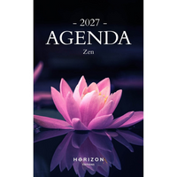 Horizon Éditions - Agenda Mensuel Quotidien Zen 2027 - 5-7/8 po x 9-1/16 po-Une journée par page, divisée en 3 sections (avant-midi, après-midi et soir) et un espace pour les notes