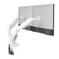 ShoppingAll - Support de moniteur double VESA avec bras à ressort à gaz entièrement réglable et pince de bureau - Blanc-Compatibilité étendue : Convient aux moniteurs de 13 à 32 pouces pesant entre 2 à 9 kg (4,4 à 19,8 lb) avec les motifs VESA 75x75 mm et 100x100 mm - idéal pour un poste de travail ergonomique