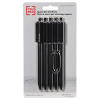 TRU RED - Stylos à encre gel rétractables à séchage rapide - 0,7 mm - Noir - Paquet de 5-Encre noire à débit fluide qui permet une écriture large et nette