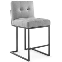 Modway - Privy Acier inoxydable noir Tissu rembourré Tabouret de comptoir - Noir Gris clair-Tabouret de comptoir de cuisine Glam Deco