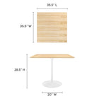 Modway - Lippa 36 po Carré Bois Table à manger, Blanc Naturel-Table en MDF
