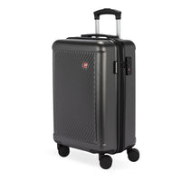 Swiss Gear - Valise cabine spinner - Gris foncé-Poignée télescopique rétractable avec bouton-poussoir de verrouillage facile à actionner avec le pouce