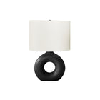 Monarch Specialties - Luminaire - 24 po H Lampe De Table - Céramique Noire - Abat-Jour Ivoire / Crème - Contemporain - Moderne-Lampe de table contemporaine et élégante de 24 pouces, dotée d'une base en céramique noir mat en forme de beignet, surmontée d'un abat-jour ovale en tissu ivoire et d'un embout rond en métal argenté