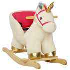 Qaba - Cheval à bascule licorne pour tout-petits avec sons et ceinture de sécurité-Le design licorne avec un son réaliste captive et ravit les enfants 
