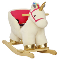 Qaba - Cheval à bascule licorne pour tout-petits avec sons et ceinture de sécurité-Le design licorne avec un son réaliste captive et ravit les enfants 