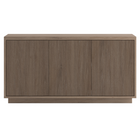 Hudson&Canal - Meuble TV rectangulaire cannelé Hanson pour téléviseurs jusqu'à 55 pouces, finition chêne gris vieilli-La capacité de charge supérieure est de 34 kg, l'étagère du milieu peut supporter 11 kg et l'étagère inférieure 16 kg