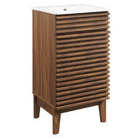 Modway - Render 18" Armoire à coiffeuse de salle de bain - Blanc noyer-Style moderne du milieu du siècle