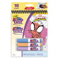 Crayola - Tablette d'activités réutilisable Colorie et efface, Spidey et ses amis extraordinaires-Comprend 8 pages d'activités (13,5 cm x 18,9 cm) recto-verso réutilisables et 3 marqueurs lavables