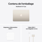 Apple - MacBook Air 13,6" avec Touch ID (2025) - Apple M4 - 16 Go RAM - 512 Go SSD - Starlight - Français-2 ports Thunderbolt / USB 4