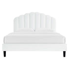 Modway - Daisy Performance Velvet Lit de plateforme complet, Blanc-Revêtement en velours de performance