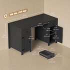 HOMCOM - Bureau exécutif style ferme 53 po avec tiroirs et 2 armoires - grain de bois noir-Les fermetures magnétiques assurent une ouverture et une fermeture des portes d’armoire douces et silencieuses