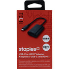 Staples - adaptateur USB-C à HDMI-Universel – Fonctionne avec toutes les marques d’appareils dotés de port USB-C ainsi que ceux qui sont en haute définition intégrale 1080 p et 4K Ultra HD, un câble HDMI est nécessaire pour terminer la configuration