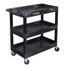Luxor - Chariot utilitaire polyvalent à trois plateaux cuvettes Luxor TUFFY XL - 32" L x 18" P - noir-Le chariot comprend trois plateaux de style cuvette faits à 100 % de polyéthylène haute densité recyclé pour une durabilité et un nettoyage faciles