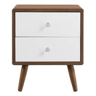 Modway - Transmit 2 tiroirs Table de chevet, Blanc noyer-Construction en panneaux de particules et bois