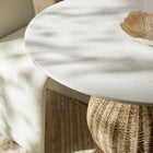 Modway - Zale 36 po Marbre et herbiers marins Table à manger, Blanc Naturel-Glissières de plancher sans marquage