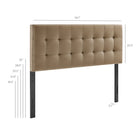 Modway - Lily Velours de performance résistant aux taches Tête de lit pleine grandeur, Taupe-Tête de lit pleine grandeur
