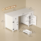 HOMCOM - Bureau exécutif style ferme 53 po avec tiroirs et 2 armoires - grain de bois blanc-Les loquets magnétiques assurent une ouverture et une fermeture douces et silencieuses des armoires