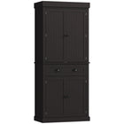 HOMCOM - Armoire de cuisine garde-manger 71 po avec porte-épices et lumières LED - noir-Lumière LED réglable avec capteur pour améliorer la visibilité et l'efficacité énergétique 