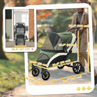 PawHut - Poussette pliable pour animaux de compagnie pour petits, moyens et grands chiens, jusqu’à 66 lb - vert foncé-Roues amovibles pour gagner de la place lorsqu’elles ne sont pas utilisées 