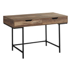 Monarch Specialties - 7557 Bureau 48 po L - Faux Bois Brun/Metal Noir-Bureau d'ordinateur au fini faux bois récupéré brun avec 2 tiroirs de rangement avec larges poignées découpées et glissières de tiroir en métal
