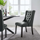 Modway - Baronet Bouton touffé Cuir végane Chaise à manger - Gris-Rembourrage en mousse dense