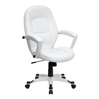 Flash Furniture - Fauteuil de direction mi-dossier, accoudoirs fixes, blanc-Chaise de bureau contemporaine