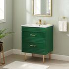 Modway - Daybreak 24" Vanette de salle de bain - Vert Blanc-Construction en bois d’hévéa, MDF, panneau de particules