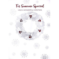 Mill Brook Studio - Cartes de souhaits Noël / Enveloppes - 5-3/8 po x 7-3/4 po - À Quelqu'un de Spécial: Couronne argentée et baies - Paquet de 18-Cartes de souhaits qualité boutique