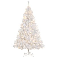 HOMCOM - Sapin de Noël artificiel illuminé de 1 - 8 m avec éclairage LED - blanc-Sapin de Noël artificiel de 6 pieds de haut 