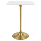 Modway - Lippa 28 po Carré Bois Bar Table, Or Blanc-Table de bar moderne