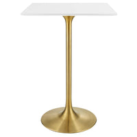 Modway - Lippa 28 po Carré Bois Bar Table, Or Blanc-Table de bar moderne