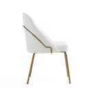 Manhattan Comfort - Lot de 2 chaises de salle à manger modernes Gracie 61,5 cm en similicuir blanc et or-Hauteur d’assise : 49,5 cm