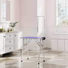 PawHut - Table de toilettage pliable pour chiens et chats, surface antidérapante - violet-Bras de toilettage à pince, réglable en hauteur de 20 à 60 cm (7,9 po-23,6 po) au-dessus du plateau 