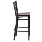 Flash Furniture – Tabouret bistro HERCULES en métal, dossier à traverses, noir, siège en noyer (XUDG697BBARWAW)-Siège en contreplaqué épais de 0,625 pouce