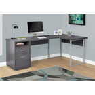 Monarch Specialties - 7257 Bureau 80 po - Gris Cote Droit Ou Gauche-De nombreux rangements s'ouvrent avec une étagère et 2 tiroirs de rangement fermés sur des glissières métalliques, dont un tiroir à dossiers pour les documents de format lettre ou légal, accentués par des poignées en plastique argenté élégantes.