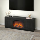 Hudson&Canal - Meuble TV Tillman avec foyer à bûches de 26 po pour téléviseurs jusqu'à 75 po - Grain noir-Dimensions du produit : 15,75" L x 68" l x 25" H