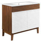 Modway - Render 36" Vanette de salle de bain - Blanc Noyer Blanc-Vanité moderne du milieu du siècle